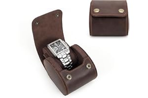 CONTACT'S FAMILY Pudełko do przechowywania zegarków, prawdziwa skóra, 1 przegródka, etui ochronne na zegarek, pudełko prezentowe na zegarek, organizer do zegarka jubilerskiego (kawowy)