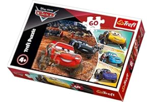 Trefl Zygzak McQueen z przyjaciółmi Puzzle 60 Elementów Cars 3 o Wysokiej Jakości Nadruku dla Dzieci od 4 lat