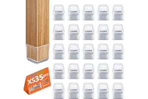 BAIPOK 35pcs Protectores de Suelo para Patas de Silla Cuadradas, Tapas de Silicona pequeñas para Patas de Silla con Fieltro, Trompeta, XS(17-22mm)