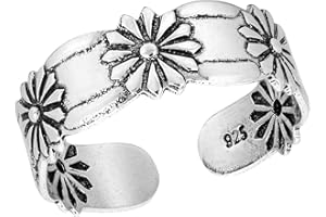 AeraVida Flower of Loyalty Daisy Arrangement .925 Sterling Silver Toe or Pinky Ring | Cute Toe Rings for Women Sterling Silver | Sterling Silver Adjustable Toe Ring | For Special Occasions