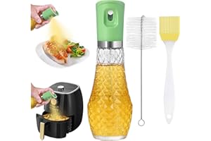 DATEFUN Ölspray zum Kochen - 260ML Öl Sprühflasche, Ölsprüher für Speiseöl mit Reinigungsbürste und Silikonbürste - Oil Sprayer für Kochen, Heißluftfritteuse, Salat, BBQ (Grün)