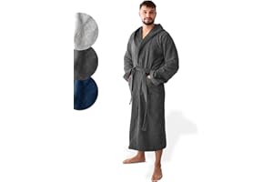 SIEGENTHAL® Herren Bademantel Frottee Velour 100% Baumwolle mit Kapuze Weich M bis XXL – Kuscheliger Bademantel, Soft, Waschbar, Komfortabel, Hohe Qualität
