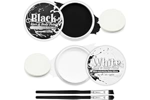 GISTOME Black & White Face Paint Set (2.47 oz Each) - Halloween Full Coverage Face Painting Special Effects Makeup Kit for Body Face, Ideal for Skeleton, Joker, Clown, Corpse Cosplay Costume Accessories
