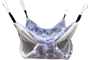 JUNERAIN 3-Layer Pet Hammock Small Animals Hammock Bunk Pet Bed Hammock Coral Fleece Small Animal Pet Cage Soft Warm Swing Hanging Rat Bed for Small Animals Ferret Guinea Pig Rat Chinchilla