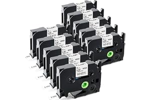 ‎AKEN 10X Aken kompatibel Schriftband als Ersatz für Brother TZe-221 TZe221 TZ-221 9mm beschriftungsband schwarz weiß, für Beschriftungsgerät Ptouch 1000 1010 1280 H105 H110 D400 D600 Cube