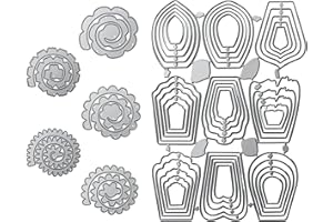 UTMACH 14 Pezzi Fustelle Set di Fiori Modello Stencil 3D Fiori Metallo Cutting Dies Fustelle Stampi Metallo Decorazion Set Taglio Muore Fustelle Fiori per Scrapbooking Album, Biglietto di Auguri