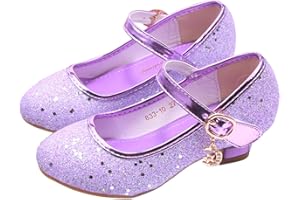 YOSICIL Mädchen Schuhe Prinzessin Festliche Schuhe Niedriger Absatz Glitzer Schuhe Kinder Hochzeit Schuhe zum Abendkleid Fasching Halloween Karneval Tanzball Party Lila Pink Silber Blau Gr 27-38
