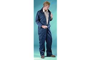 CASTLE CLOTHING Men's Blue Castle Quilted Zip Front with Cover Placket Boiler Suit Coverall Overall Plumber wear Work Wear Navy Blue (Medium Chest to Fit 38-40", Navy Blue)