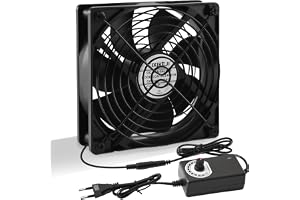 Silkwish 120 mm PC-fläkt 12 V husfläkt med varvtalsreglering | 120 mm tyst kylfläkt med metallgrillskydd, AC 220 V–240 V vent