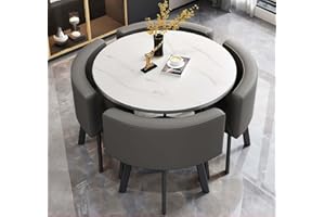 AMZSEW Esstisch Tisch mit 4 stühlen Set,esstisch Rundem klein Küchentisch esszimmertisch 90 cm, für 4-6 Personen, für Esszimmer, Küche, Wohnzimmer, modern Küchenstühle