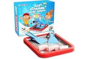 Gift Gadgets Ice Cream Roll Master Maker Kit | Freezable Red Pan with 2 Spatulas | Instant Rolling Gelato N Frozen Yogurt Ice Mix Tray for Kids & Adults | Make Your Own Homemade Rolled Ice Cream