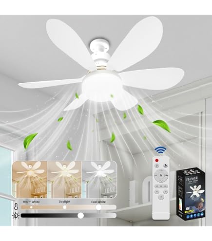 Ventilateur Plafond Avec Lumière Et Télécommande - 20 LED Dimmable E27 Silencieux Blanc