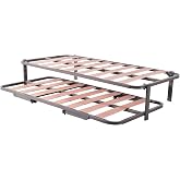 MUEBLIX.COM - Trundle Bed with 2 Eco Slats, 90 x 190 cm, Wooden Slats and Metal Structure, Steel Tube 30 x 30 mm
