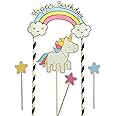 Propsicle Happy Birthday Unicorn Theme Topper For Cake Topper Decoration Cupcake Topper For Girl Birthday Decor - Pack of 5