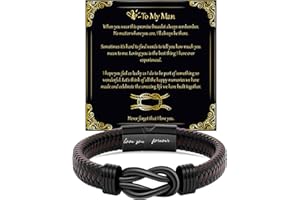 LEAFIA Knot Bracelet Gift for Men, Leather Bracelets Brown, Love You Forever Gifts for Him, Boyfriend, Husband Always Linked Together, for Anniversary, Valentines Day, Birthday, Fathers Day, Christmas