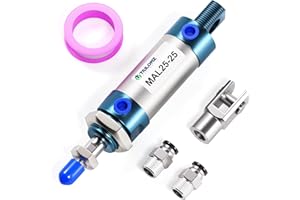 TAILONZ PNEUMATIC Compressed Air Cylinder with 25 mm Bore and 25 mm Stroke, Double Action, with Y Connection and 2 x 6 mm Screw Connections MAL25 x 25