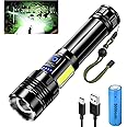 Glarylight LED Rechargeable Torch,500,000 Lumens,9 Modes Torches Super Bright,XHP90.2 with COB Side Light, Reverse Charging,Zoomable,IPX7 Waterproof,Powerful Flashlight for Emergency,Camping,Hiking