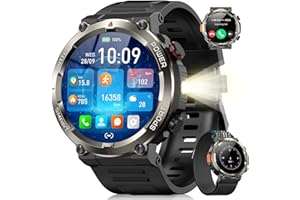 Blackview Smartwatch Herren, Beleuchtung, Kompass, IP68 Wasserdicht, 100 Tage Akku, 1,45'' Touchscreen, Bluetooth-Anruf, Herzfrequenz, Schlafanalyse, Sportuhr mit 100+ Sportmodi, Uhr für Android/iOS