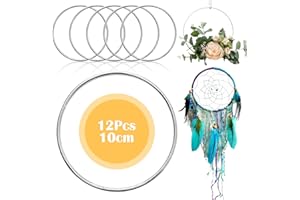 DEVENIRRICHE 12 anillos de metal para manualidades, anillos de atrapasueños de 10 cm, anillos decorativos de macramé, anillo de metal, anillo de alambre, manualidades, corona, marco para boda, Navidad, festival,