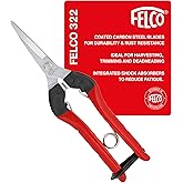 FELCO حصاد/قراءة المقصات رقم 322 (للفواكه/زهرة + سيقان الخضروات، مقصات مدمجة بمقابض فولاذية، شفرة مطلية بالكروم العادي، اليد اليمنى