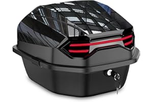 ‎ABESTME ABESTME Motorradkoffer Topcase, Topcase für Roller, Motorrad Daily Tail Box Trunk Carrier Kunststoffkoffer mit Sicherheitsschloss, Wasserdicht Motorrad Top Box mit Installieren Platte (Schwarz)