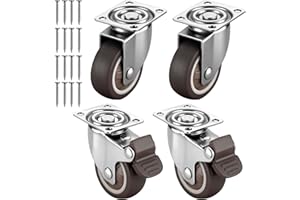 Homshsjhkis 4 Pcs Ruote per Carrello, Ruote per Mobili Pesanti 25 mm, Rotelle Girevoli a 360° Piroettanti con 2 Freno, Rotelle Antigraffio Silenziose per Spostare Mobili Piccole, Tavolo, Armadio