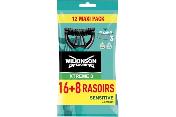 Wilkinson Sword Xtreme 3 Pure Sensitive Comfort Rasoirs Jetables Masculins - pack de 24