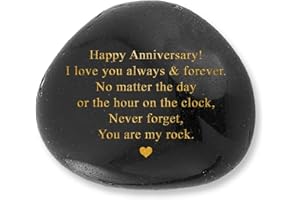 VELENTI Happy Anniversary Rock - Heartwarming You are My Rock for Him, for Her, Wedding for Couple, for Husband, Gold Engraving, 7 / 5 / 1.9