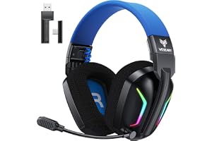 WESEARY Trådlöst spelheadset med mikrofon för PS5, PS4, PC, Switch, , Mac, bärbar dator, 2,4 GHz och Bluetooth-hörlurar med brusreducerande mikrofon, 60 H-batteri, LED-ljus, vikbar