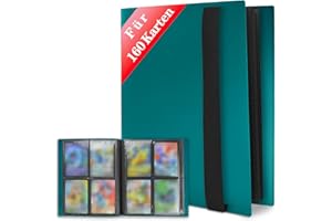 JUSONEY Karty Kolekcjonerskie Album - Z160 Kieszenie 20 Pages Pro 4 kieszenie z wodoodporną niebieską okładką książki Idealne do zbierania kart dla MTG Magic, do Match Atta (Turkus)