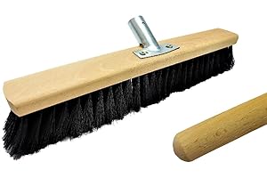 LOGOK2K Cotarba 16" 400mm Nylon Black Broom with Handle Soft Bristle Sweeping Brush Warehouse