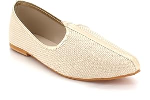 AARZ LONDON Mens Gents Groom Shimmery Traditional Ethnic Wedding Indian Pumps Khussa Jutti Mojari Slip On Flat Shoes Size