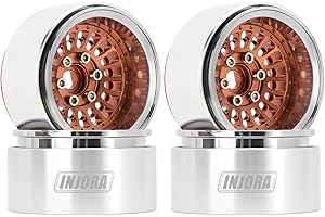 INJORA 1.9 Llanta Beadlock Rueda -10mm Desplazada Aluminio Rueda para SCX10 Pro TRX4 VS4-10 Gen8 1/10 RC Crawler Car,Bronce