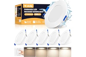 WONKELLY LED Einbaustrahler Dimmbar, 6W LED Spot Deckenleuchte Lochdurchmesser 68-80mm, Neutralweiß 4000K IP44 Bad Einbauleuchten, 230V 600Lumen Deckenspots für Badezimmer Küche Wohnzimmer, 6er Set
