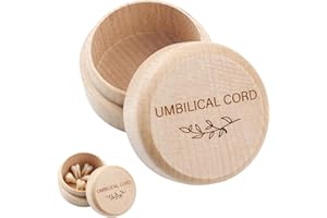 GROSION Umbilical Cord Keepsake Box,Engraved Wooden Baby Memory Box,Wooden Baby Tooth Set,Perfect for Commemorating New Baby Umbilical Cord,Fetal Hair,Lost Teeth,Christening