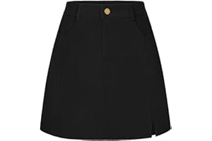 Belle Poque Women's Corduroy Skirts High Waisted Flared A-Line Mini Skirts with Pockets