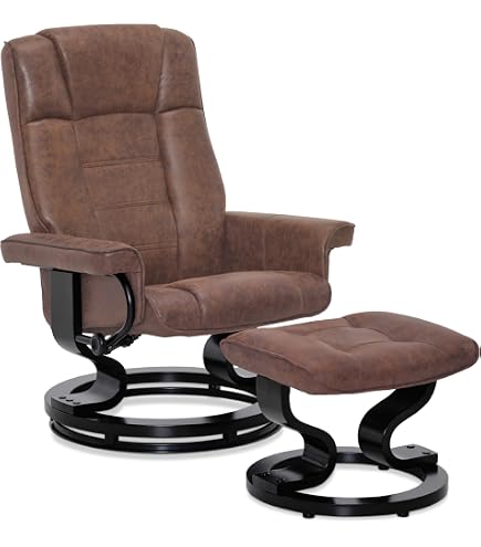 HOMCOM Fauteuil relax avec pouf, fauteuil de repos pivotant, fauteuil