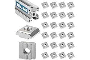 50 Stück Nutensteine M6, Leryati Nutsteine Set T-Nut Kohlenstoffstahl Nutenstein, T-nutensteine lang Aluminiumprofil-Extrusionsschlitz Nutensteine Nut 8 - Typ B Standard 30-Serie
