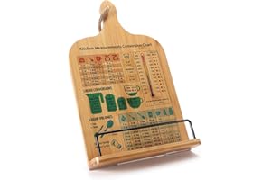 OPACELUUK Soporte para libros de cocina de bambú, soporte para libros de recetas con tabla de conversión de medidas, regalos únicos para mujeres, mamá, abuela, esposa, hermana, amigas