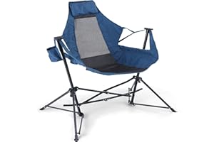ALPHA CAMP Hammock Camping Chairs Folding Rocking Chair with Cup Drink Holder Steel Heavy Duty Portable Chairs with High Back Outdoor Oversized Chair for Lawn,Backyard,Picnic,Capacity-350lbs