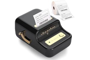 MOKERLINK Stampante per etichette 50MM B21 con nastro, termica, portatile, wireless, Bluetooth, compatibile iOS e Android, per testo, indirizzo, codice a barre (nero)