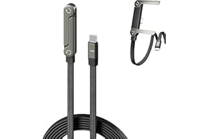 Kitbox Cavo USB C a USB C 240W con supporto telefono pieghevole – Ricarica rapida PD 240W, design a T per carica stabile, cavo intrecciato 1,5 m, uso orizzontale e verticale