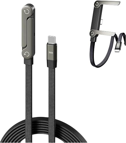 YOSEDVCB Cavo Caricabatterie con Supporto Invisibile 2 in 1, Cavi in ​​Nylon Antigroviglio, Cavo USB-C Durevole Pieghevole A Forma di T, con Supporto for Telefono, for iPhone 15-17/smartphone/tablet