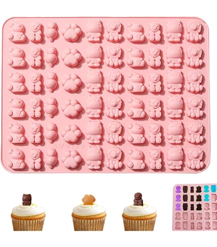 Set 4 Stampi In Silicone Per Caramelle E Orsetti Gommosi Con 2 Contagocce - Forme Cuore, Orso, Ciambella, Dinosauro - 2