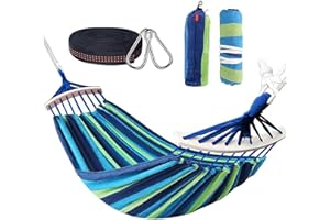 Nakeey Hamak podwójny, hamak ogrodowy, hamak prętowy do wewnątrz, na balkon, na zewnątrz, w podróży, na kemping, wędrówki, obciążenie statyczne 300 kg, 280 x 150 cm, tęczowy