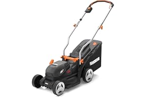 WORX WG733E Akku-Rasenmäher 20V, 33cm Schnittbreite, 35L Grasfangkorb (leistungsstarker Brushless-Motor, 6 Schnitthöheneinstellungen (25-75mm), Intellicut Technologie, inkl. 4Ah Akku & Ladegerät)