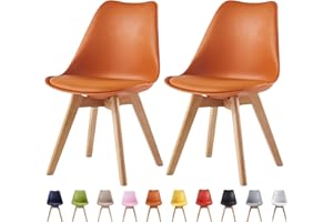 mcc direct Krzesła do jadalni w zestawie 2 szt., krzesła kuchenne, krzesła biurowe, designerskie, z tworzywa EVA, pomarańczowe