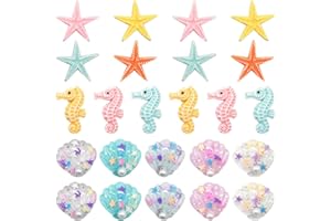 ‎NC Regerly Muscheln Deko, 24 Stücke Muscheln Gemischt Dekomuscheln Harz Mini Seesterne Seepferdchen Ozean Muscheln Meerestiere Basteln für Micro Landschaft Dekoration Wohnzimmer Tischdeko