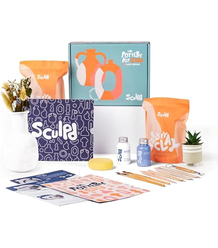 Vezerd Kit Poterie Complet Pour Débutants - Argile Auto-Séchante Avec Outils Et Vernis - Idéal Enfants & Adultes