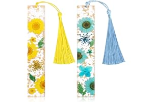 Marque Page résine,Marque Page,Kaluofan 2PCS Signet Fleurs Sechees, Marque Page résine, Ldee Cadeau Noel Femme Original, Lecture Cadeau Femme, Signets Naturels de Fleurs Séchées, Marque Page Enfant